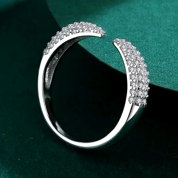 S925 Solid Sterling Silver Micro Pave Adjustable Ring - Picture 5 of 5